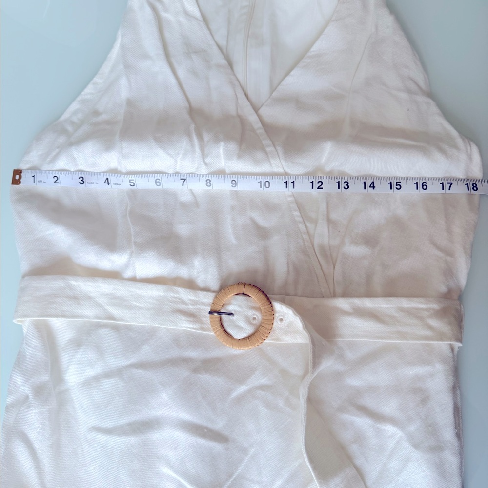 Mango White Sleeveless V-Neck Maxi Dress with Ring Belt - Picture 7 of 7